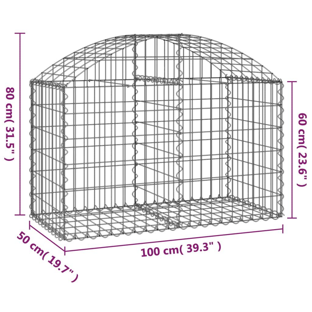vidaXL Συρματοκιβώτιο Τοξωτό 100x50x60/80εκ. από Γαλβανισμένο Χάλυβα
