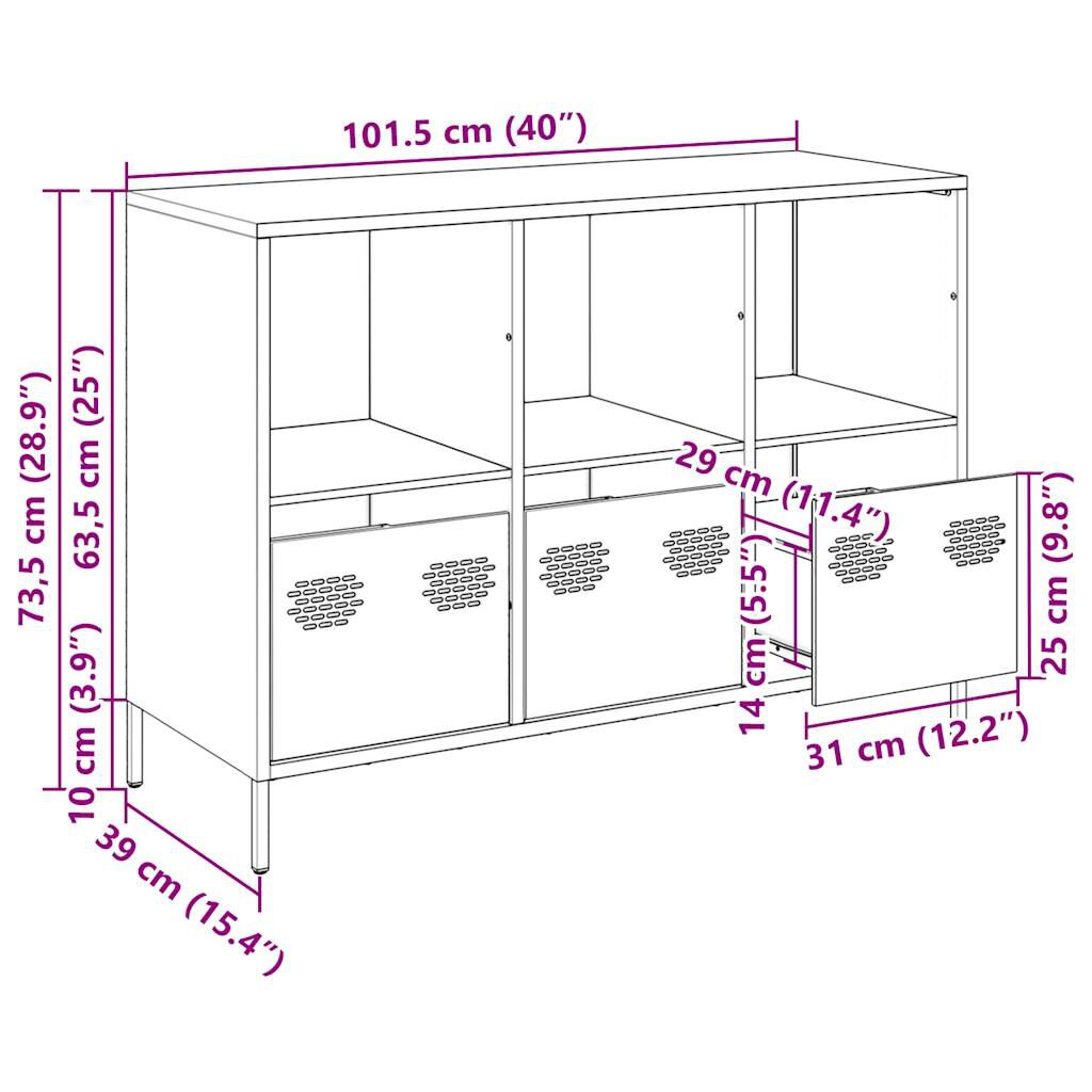 vidaXL Ντουλάπι Μουσταρδί 101,5x39x73,5 εκ. από Χάλυβα Ψυχρής Έλασης