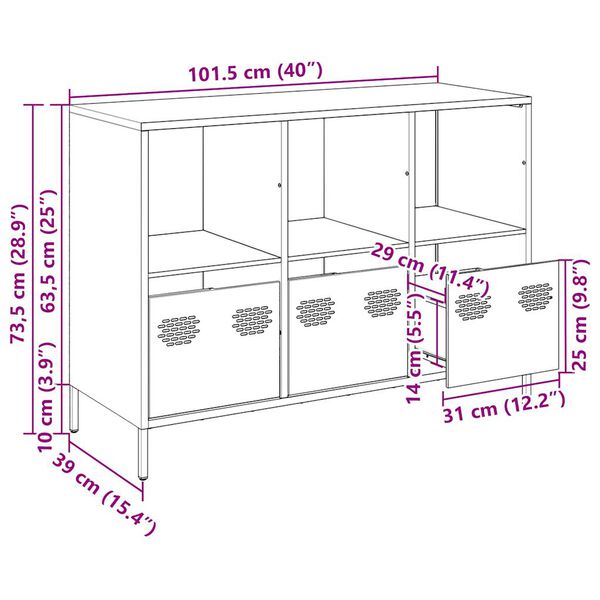 vidaXL Ντουλάπι Μουσταρδί 101,5x39x73,5 εκ. από Χάλυβα Ψυχρής Έλασης