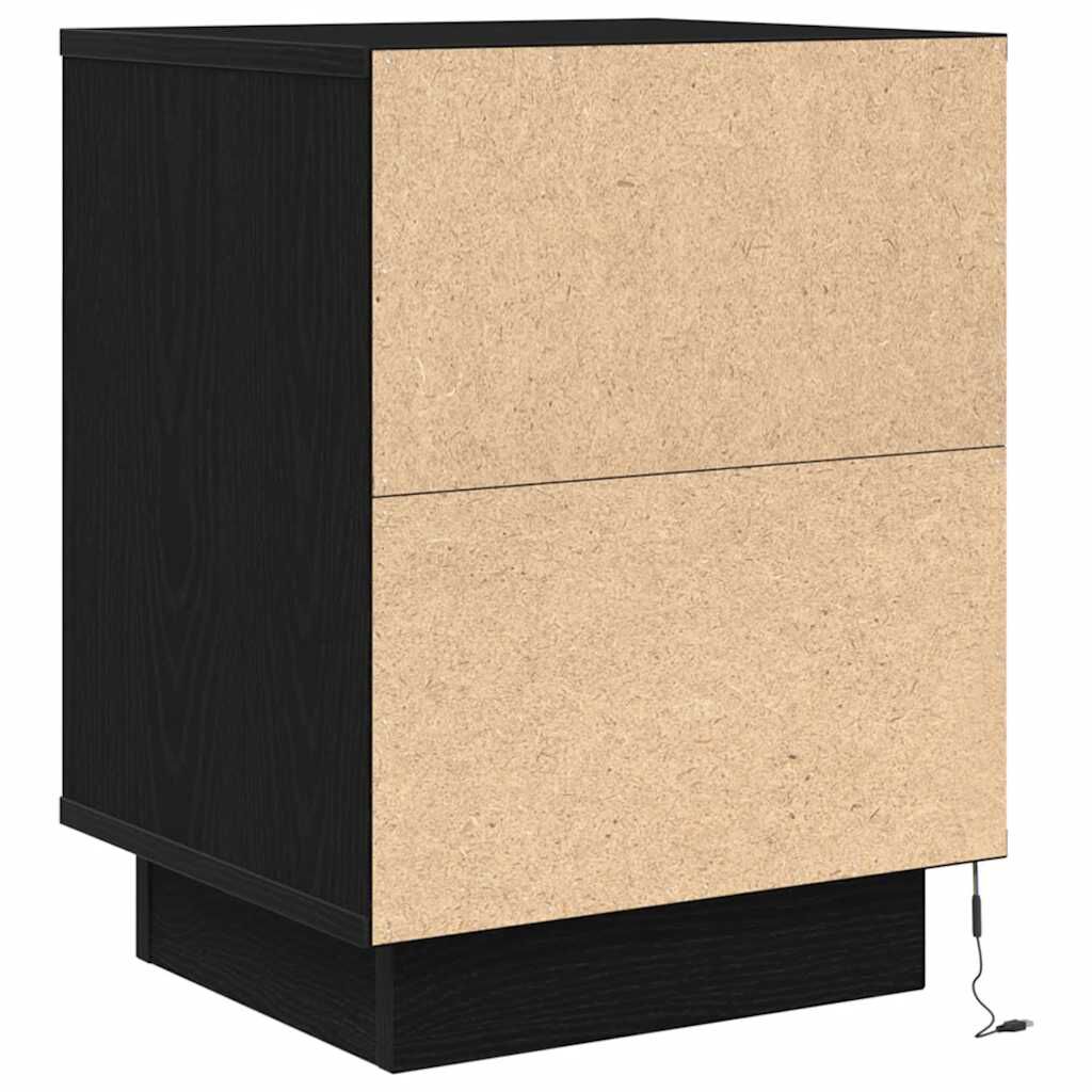 vidaXL Κομοδίνα με φώτα LED 2 τεμάχια Μαύρο 38x34x50 cm