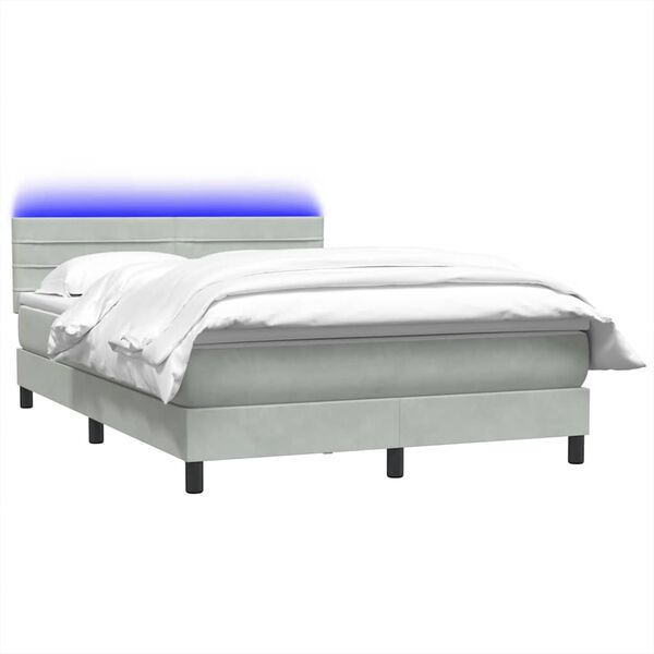 vidaXL &Kappa;&rho;&epsilon;&beta;ά&tau;&iota; Boxspring &mu;&epsilon; &Sigma;&tau;&rho;ώ&mu;&alpha; & LED &Alpha;&nu;&omicron;&iota;&chi;&tau;ό &Gamma;&kappa;&rho;&iota; 140x210 &epsilon;&kappa;. &Beta;&epsilon;&lambda;&omicron;ύ&delta;&iota;&nu;&omicron;