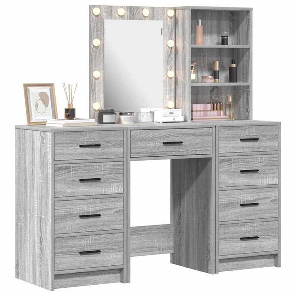 vidaXL Τραπέζι περιποίησης με συρτάρι 3 pcs Γκρι 40 x 41 x 135 εκ.