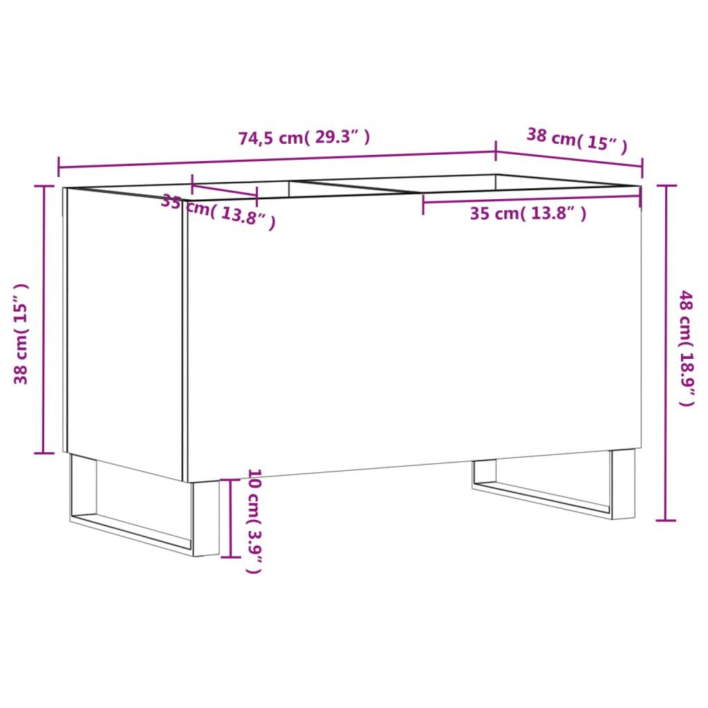 vidaXL Δισκοθήκη Γκρι Sonoma 74,5 x 38 x 48 εκ. από Επεξεργασμένο Ξύλο