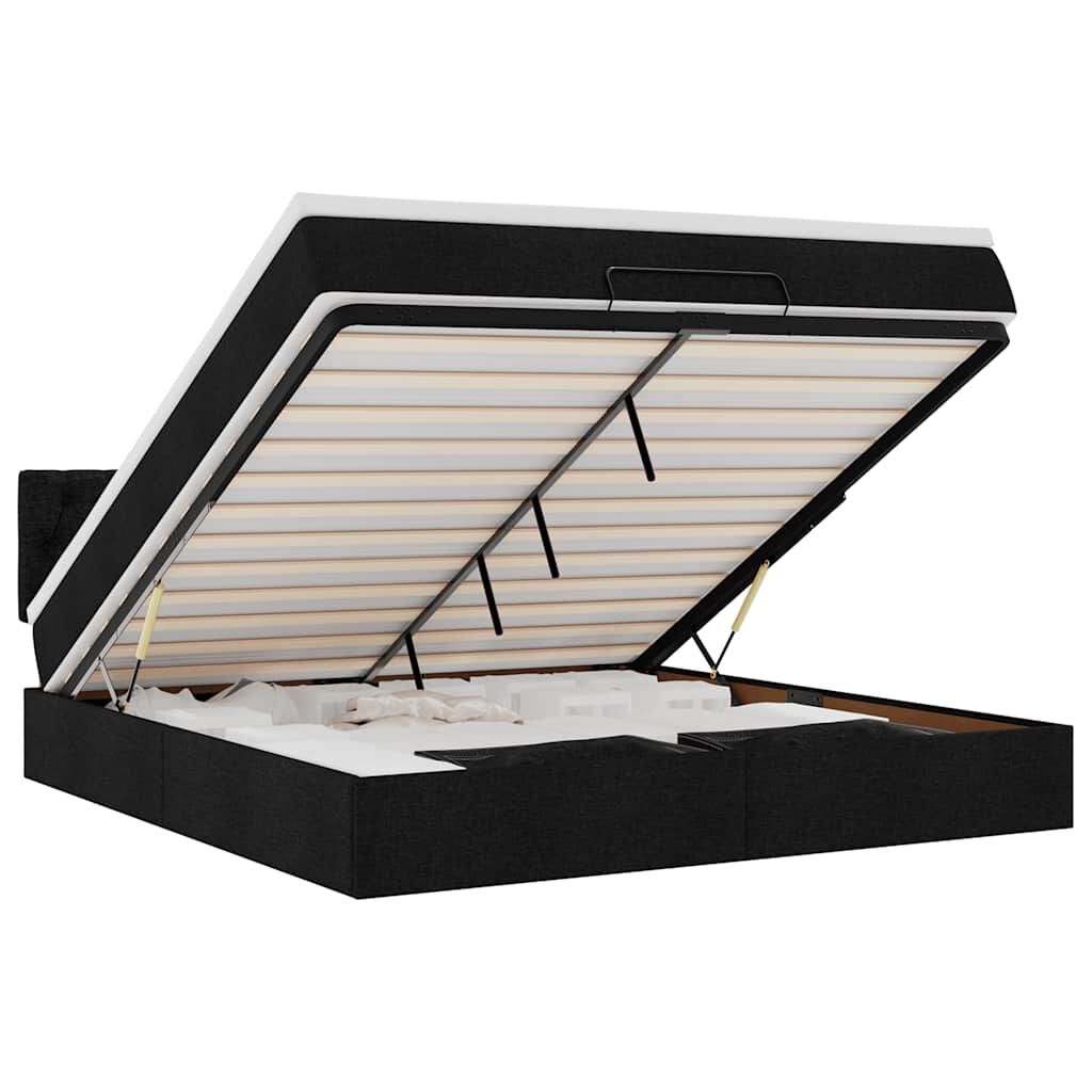 vidaXL Οθωμανικό κρεβάτι με στρώμα Μαύρο 180x200cm Ύφασμα