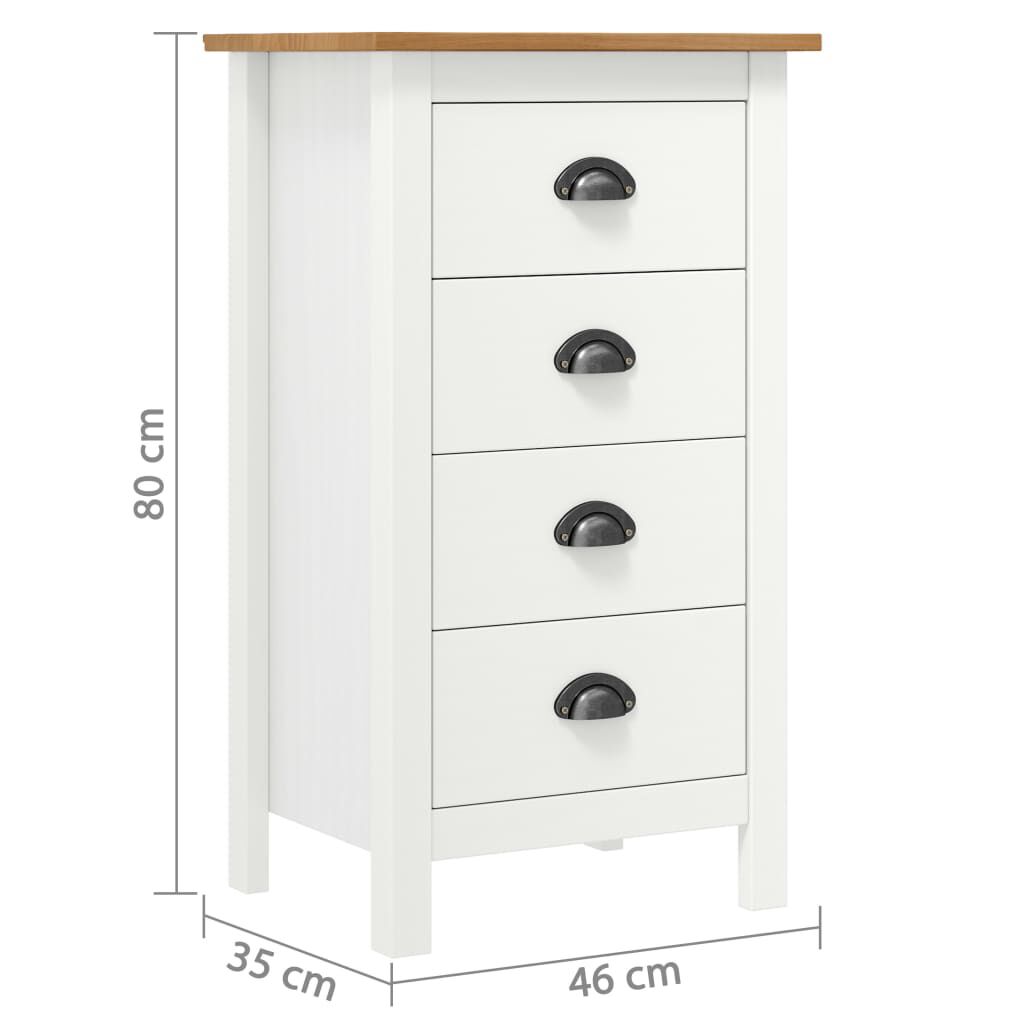 vidaXL Μπουφές Hill Λευκός 46x35x80 εκ. από Μασίφ Ξύλο Πεύκου