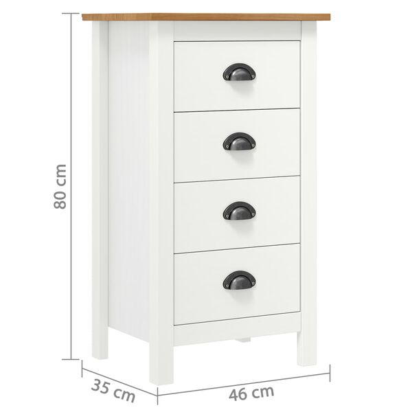 vidaXL Μπουφές Hill Λευκός 46x35x80 εκ. από Μασίφ Ξύλο Πεύκου