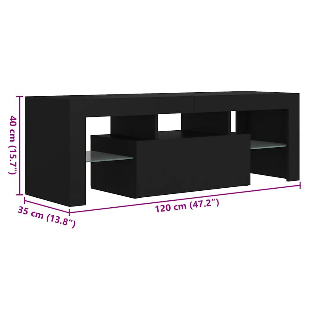 vidaXL Έπιπλο Τηλεόρασης με LED Μαύρο 120x35x40 εκ.