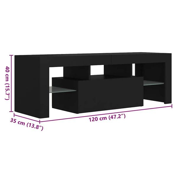 vidaXL Έπιπλο Τηλεόρασης με LED Μαύρο 120x35x40 εκ.