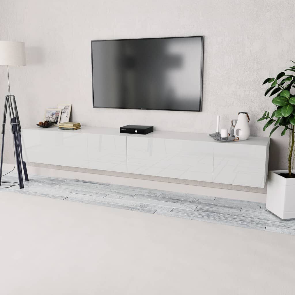 vidaXL Έπιπλα Τηλεόρασης 2 τεμ. Γυαλιστ. Λευκό 120x40x34εκ Επεξ. Ξύλο