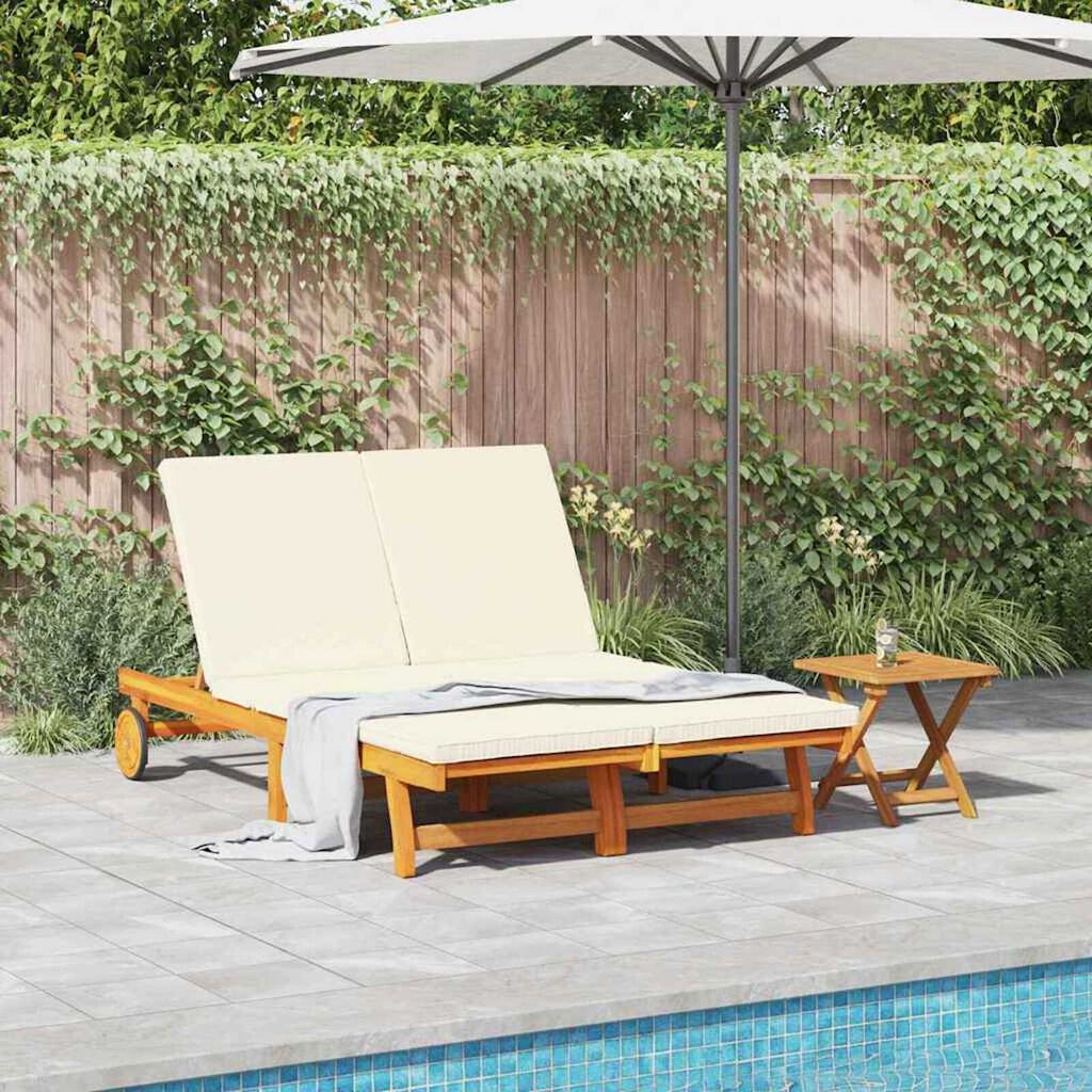 vidaXL Ξαπλώστρα 2-πρόσωπο Καφέ 125 x 200 x 84 εκ. Μασίφ ξύλο ακακίας