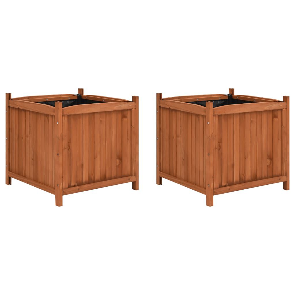 vidaXL Ζαρντινιέρες Υπερυψωμένες 2 τεμ. 50 x 50 x 50 εκ. Ξύλο Ελάτης