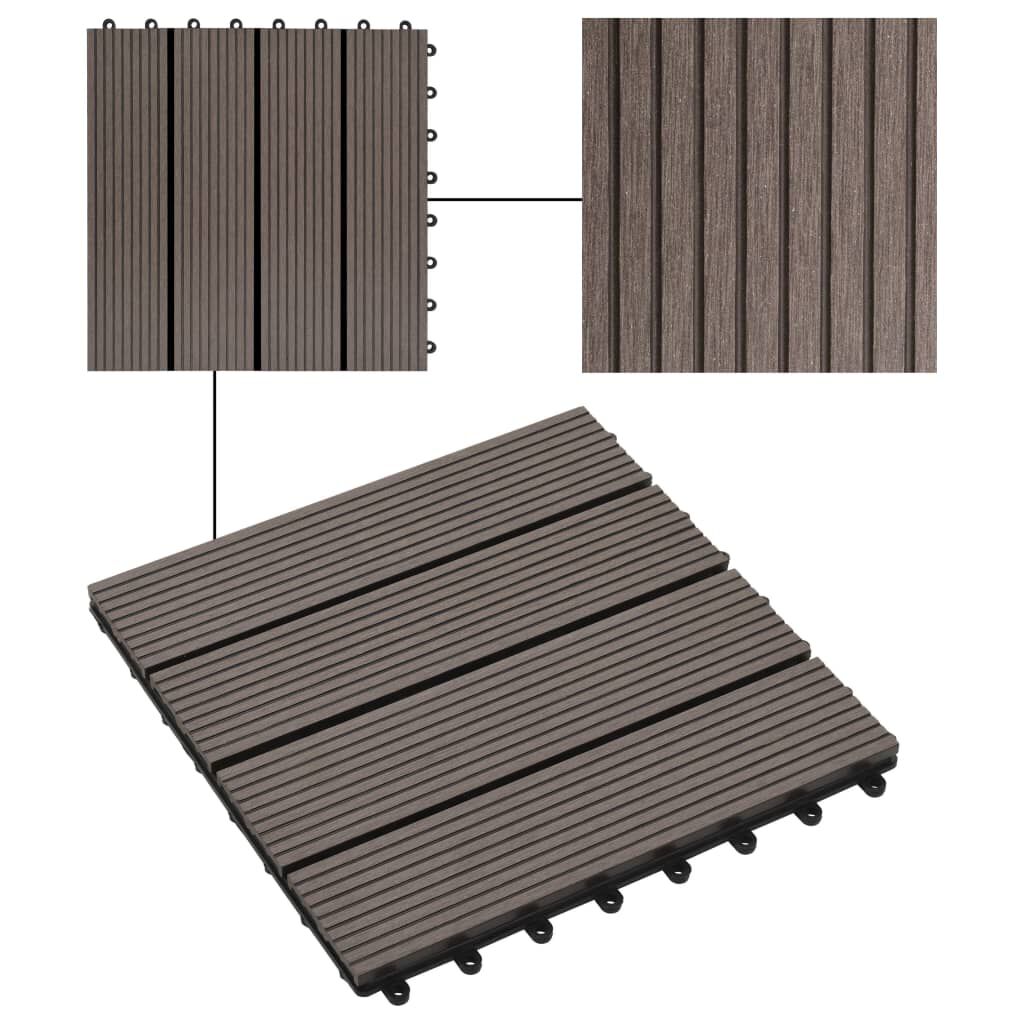 vidaXL Πλακάκια Deck 11 τεμ. Σκούρο Καφέ 30 x 30 εκ. 1 μ² από WPC