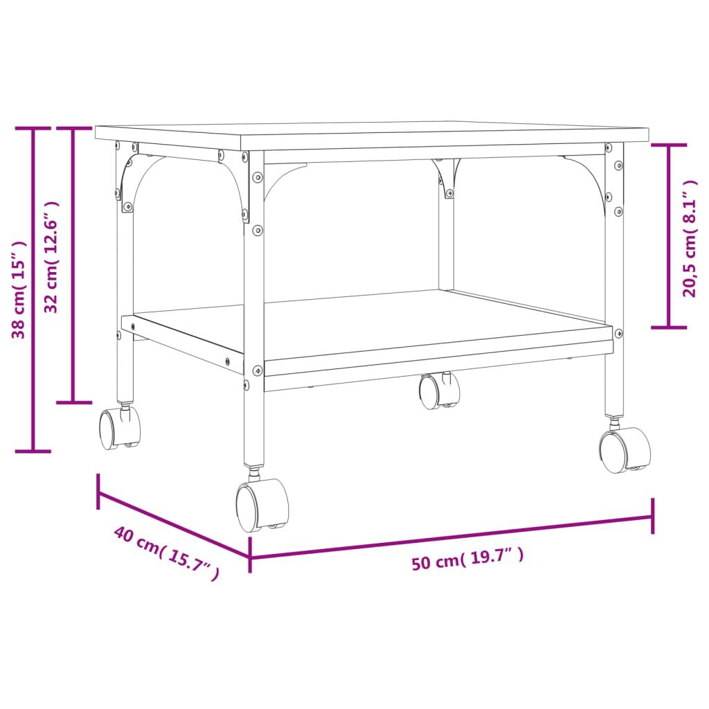 vidaXL Βάση Εκτυπωτή 2 Επιπέδων Γκρι Sonoma 50x40x38 εκ Επεξ. Ξύλο