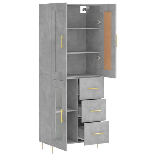 vidaXL Ντουλάπι Γκρι Σκυροδέματος 69,5x34x180 εκ. Επεξεργασμένο Ξύλο