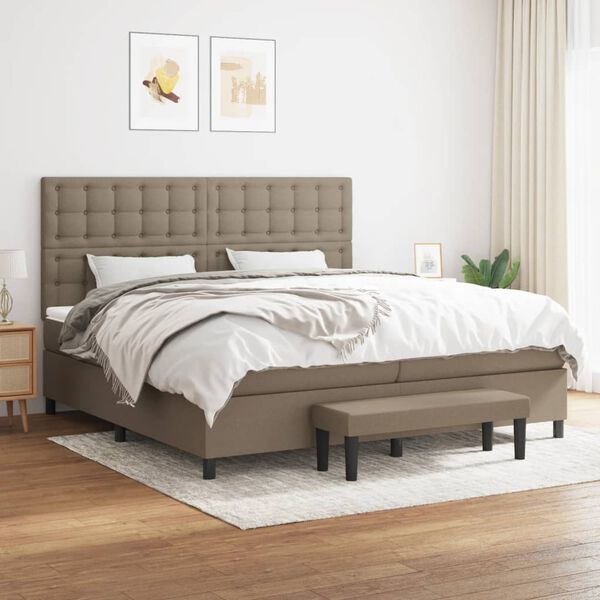 vidaXL &Kappa;&rho;&epsilon;&beta;ά&tau;&iota; Boxspring &mu;&epsilon; &Sigma;&tau;&rho;ώ&mu;&alpha; Taupe 200x200 &epsilon;&kappa;. &Upsilon;&phi;&alpha;&sigma;&mu;ά&tau;&iota;&nu;&omicron;