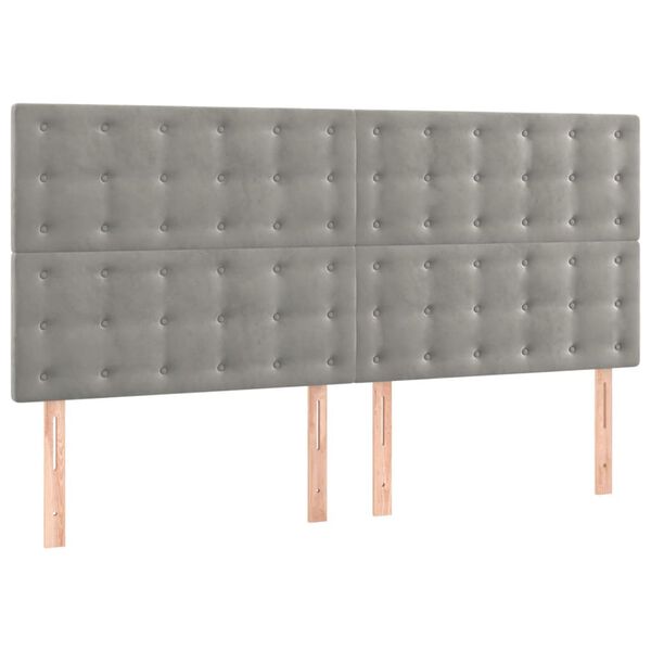vidaXL Κρεβάτι Boxspring με Στρώμα Ανοιχτό Γκρι 180x200 εκ. Βελούδινο