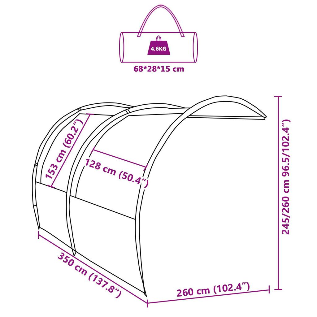 vidaXL Τέντα ανθεκτική στο νερό 260 x 350 x 260 εκ.