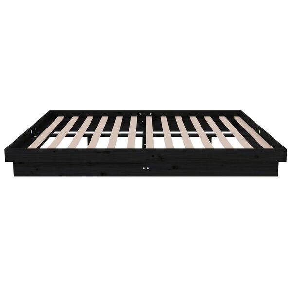 vidaXL Πλαίσιο Κρεβατιού Μαύρο 140 x 190 εκ. από Μασίφ Ξύλο