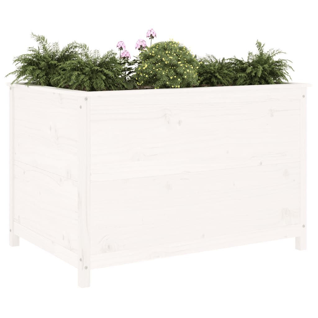 vidaXL Ζαρντινιέρα Υπερυψ. Λευκή 119,5x82,5x78 εκ. Μασίφ Ξύλο Πεύκου
