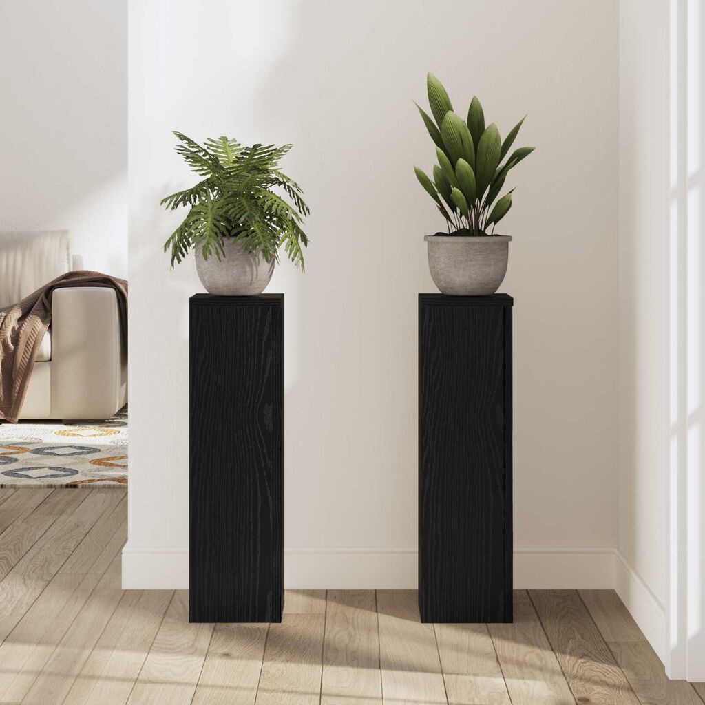 vidaXL Βάσεις Φυτών 2 τεμάχια Μαύρης Δρυός 17x17x60 εκ. Επεξεργασμένο Ξύλο