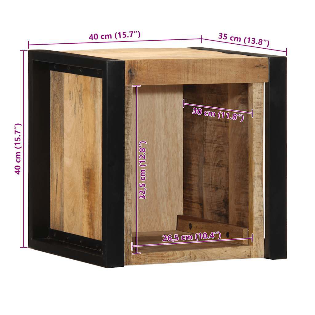 vidaXL Κομοδίνο 40x35x40 cm Στερεό ακατέργαστο ξύλο Mango