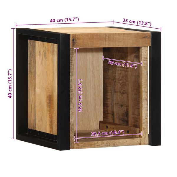 vidaXL Κομοδίνο 40x35x40 cm Στερεό ακατέργαστο ξύλο Mango