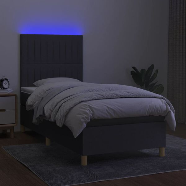 vidaXL &Kappa;&rho;&epsilon;&beta;ά&tau;&iota; Boxspring &mu;&epsilon; &Sigma;&tau;&rho;ώ&mu;&alpha; & LED &Sigma;&kappa;.&Gamma;&kappa;&rho;&iota; 100x200 &epsilon;&kappa; &Upsilon;&phi;&alpha;&sigma;&mu;ά&tau;&iota;&nu;&omicron;