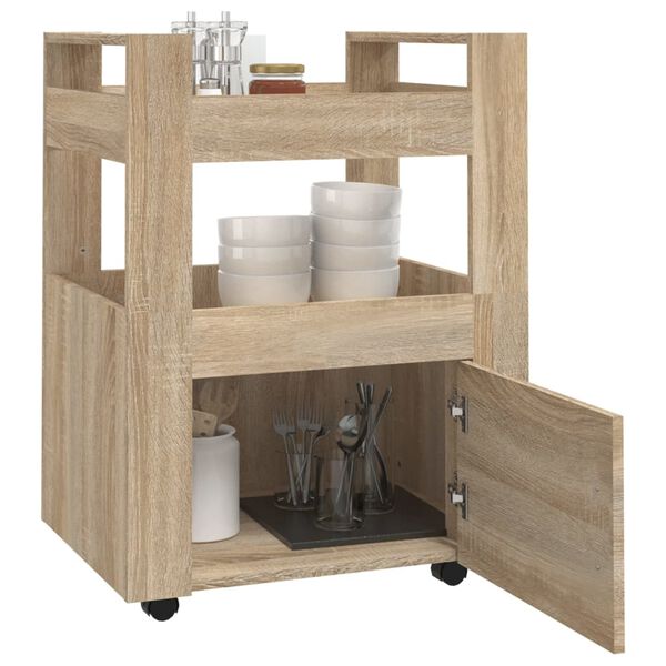 vidaXL Τρόλεϊ Κουζίνας Sonoma δρυς 60x45x80 εκ. από Επεξεργασμένο Ξύλο