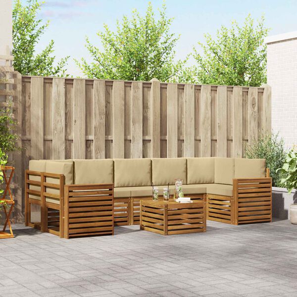 vidaXL &Sigma;&epsilon;&tau; &Kappa;&alpha;&nu;&alpha;&pi;έ 8 pcs &Phi;&upsilon;&sigma;&iota;&kappa;ό &kappa;&alpha;&iota; &Mu;&pi;&epsilon;&zeta; &Sigma;&tau;&epsilon;&rho;&epsilon;ό &Xi;ύ&lambda;&omicron; &Alpha;&kappa;&alpha;&kappa;ί&alpha;&sigmaf;