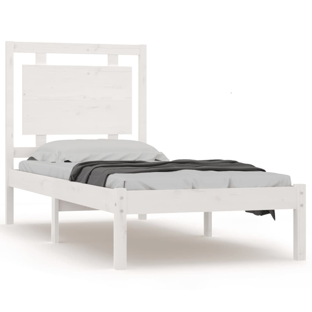 vidaXL Πλαίσιο Κρεβατιού Λευκό 75x190 εκ. Μασίφ Ξύλο Small Single