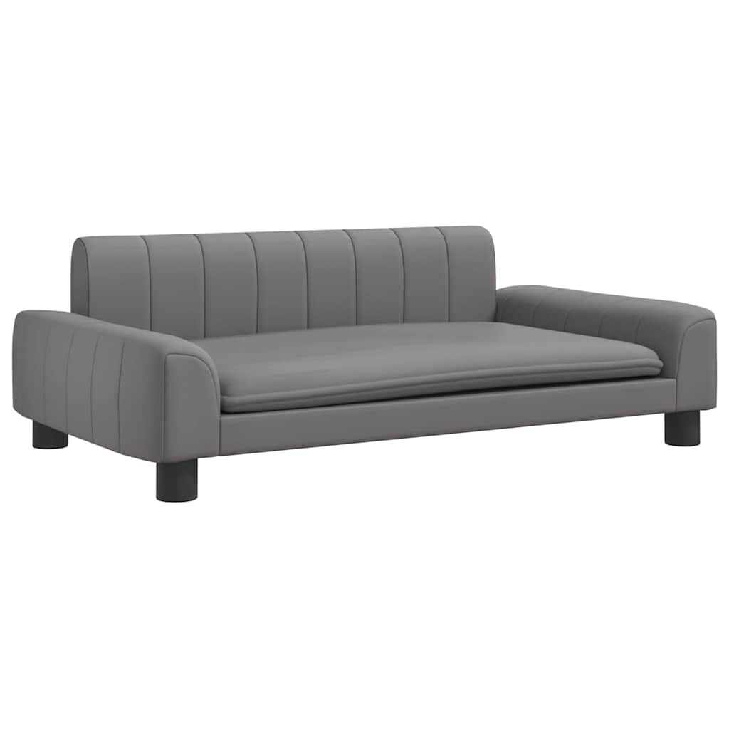 vidaXL Κρεβάτι Σκύλου Γκρι 90 x 53 x 30 εκ. από Συνθετικό Δέρμα