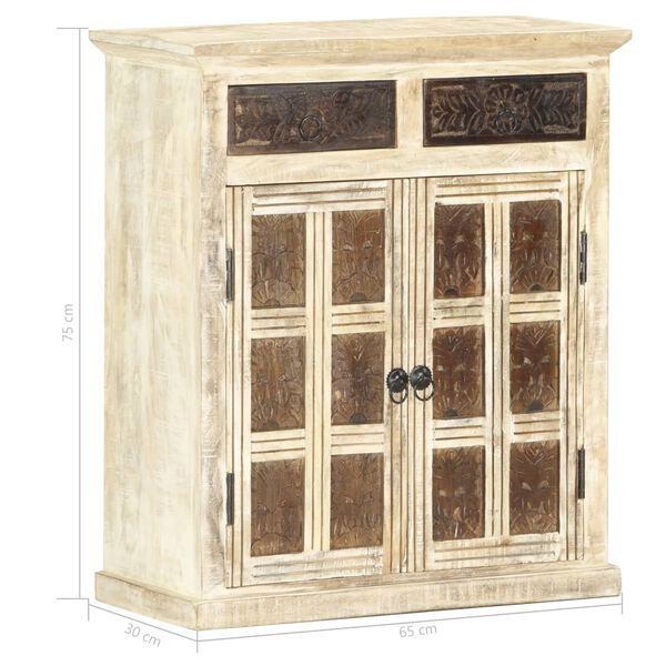 vidaXL Ντουλάπι Λευκό 65 x 30 x 75 εκ. από Μασίφ Ξύλο Μάνγκο