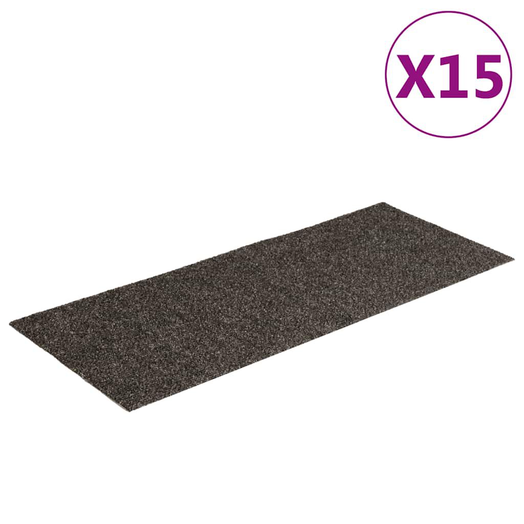 vidaXL Πατάκια Σκάλας Αυτοκόλλητα Ορθογώνια 15 τεμ. Ανθρακί 60 x 25εκ.