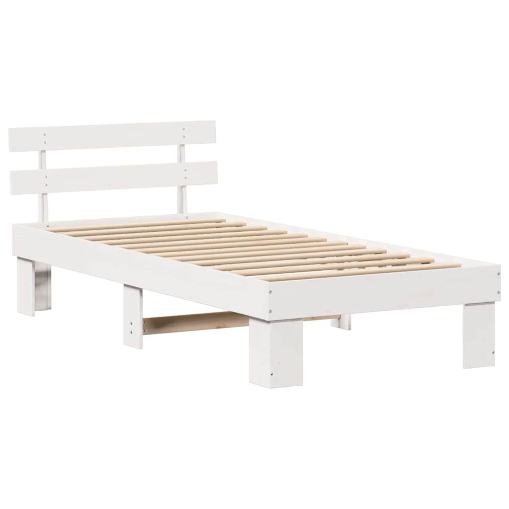 vidaXL Σκελετός Κρεβατιού Λευκό 75 x 190 cm Μασίφ ξύλο πεύκου