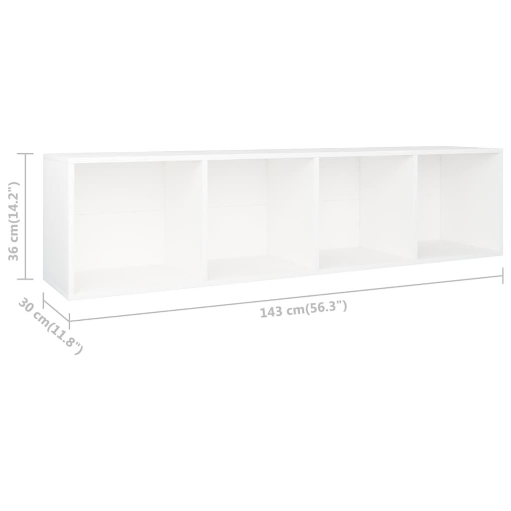 vidaXL Βιβλιοθήκη/Έπιπλο Τηλεόρασης Λευκό 36x30x143 εκ. Επεξ. Ξύλο