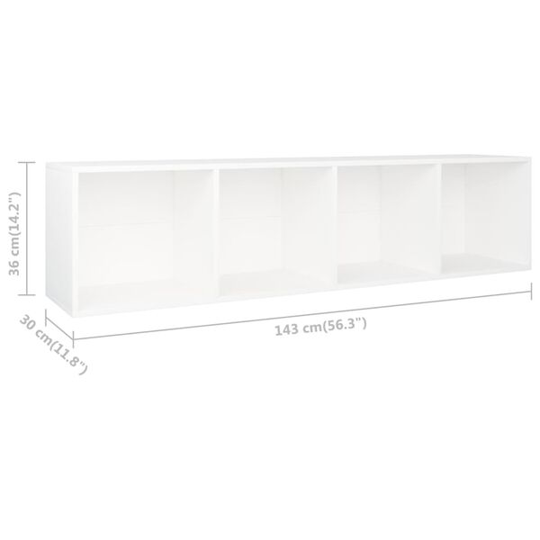vidaXL Βιβλιοθήκη/Έπιπλο Τηλεόρασης Λευκό 36x30x143 εκ. Επεξ. Ξύλο