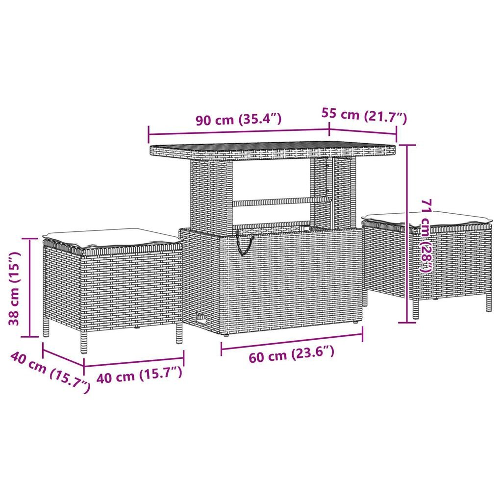 vidaXL Σετ Καναπέ Κήπου με μαξιλάρι 8 pcs Μπεζ Πολυ ράταν