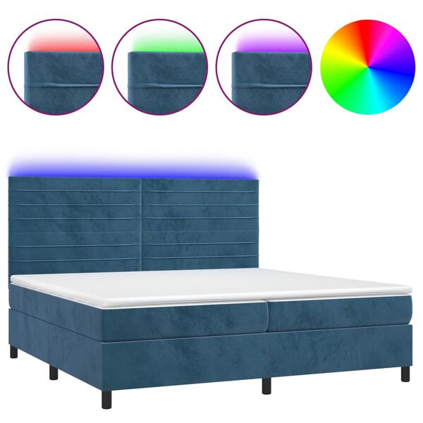 vidaXL &Kappa;&rho;&epsilon;&beta;ά&tau;&iota; Boxspring &mu;&epsilon; &Sigma;&tau;&rho;ώ&mu;&alpha; & LED &Sigma;&kappa;. &Mu;&pi;&lambda;&epsilon; 200x200&epsilon;&kappa;. &Beta;&epsilon;&lambda;&omicron;ύ&delta;&iota;&nu;&omicron;