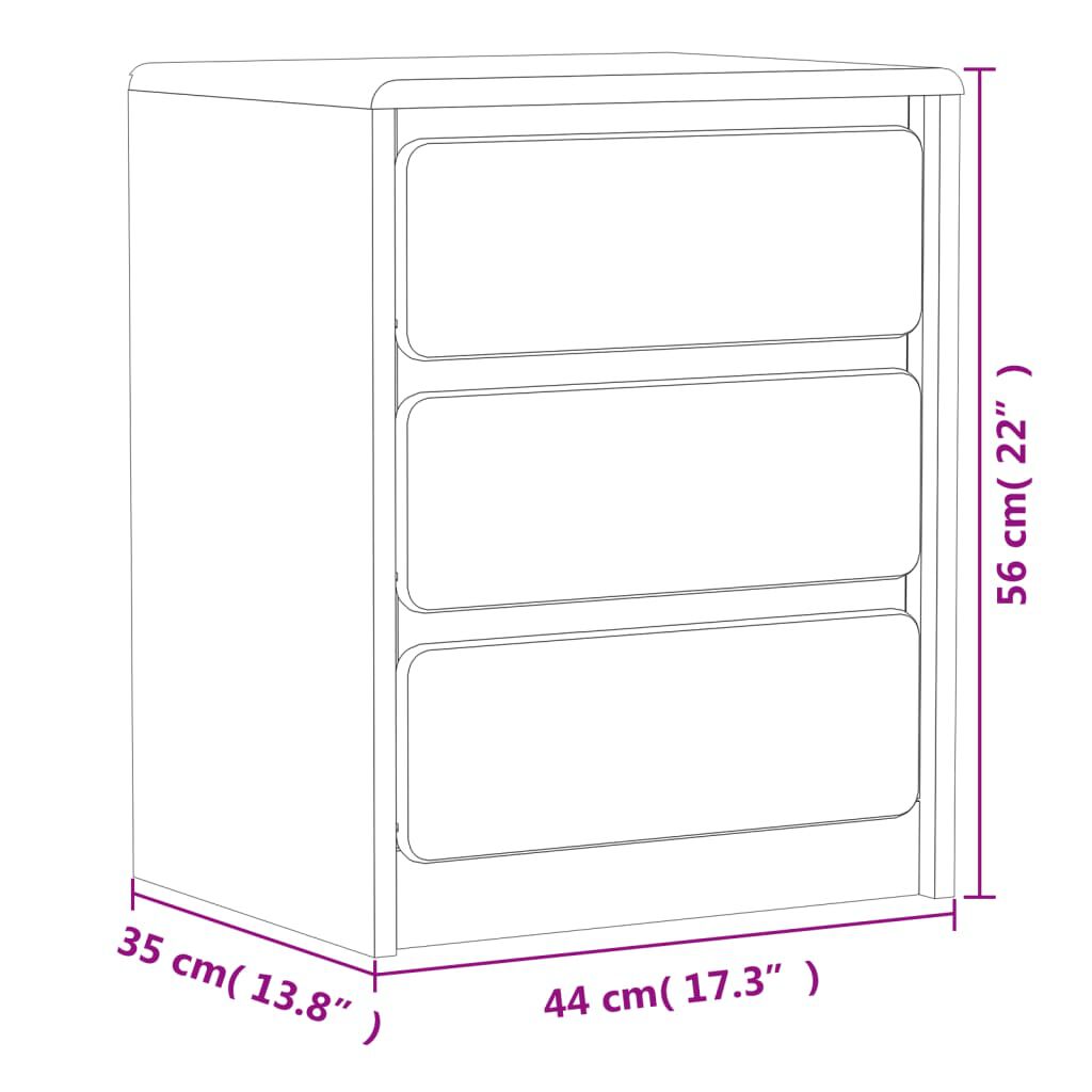 vidaXL Κομοδίνο SAUDA Χρώμα Δρυός 44x35x56 εκ. Μασίφ Ξύλο Πεύκου