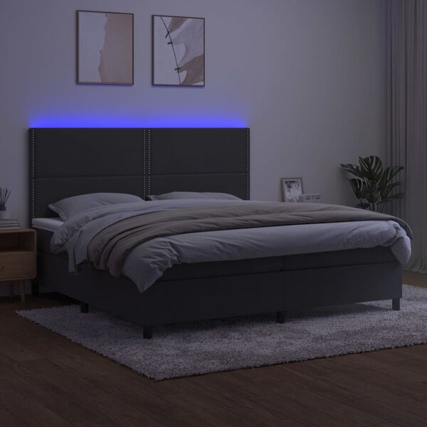 vidaXL &Kappa;&rho;&epsilon;&beta;ά&tau;&iota; Boxspring &mu;&epsilon; &Sigma;&tau;&rho;ώ&mu;&alpha; & LED &Sigma;&kappa;. &Gamma;&kappa;&rho;&iota; 200x200&epsilon;&kappa;. &Beta;&epsilon;&lambda;&omicron;ύ&delta;&iota;&nu;&omicron;