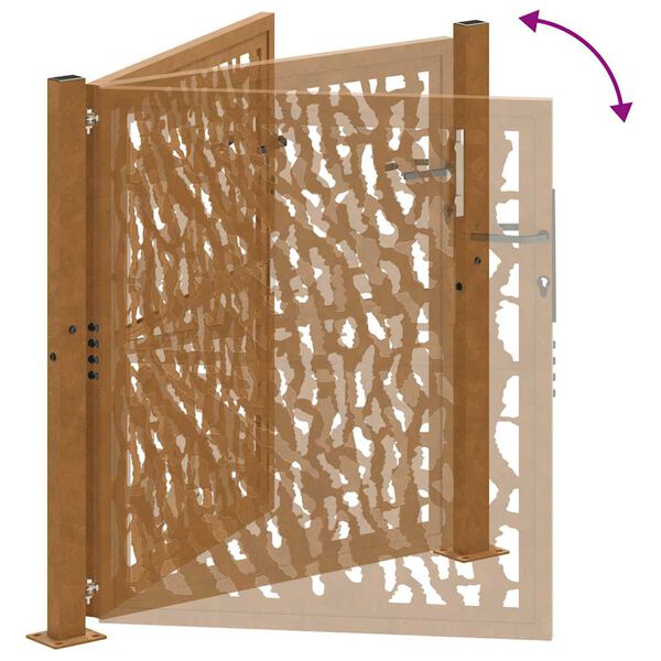 vidaXL Πύλη κήπου 105x105 cm από διαβρωμένο χάλυβα με σχέδιο ίχνος