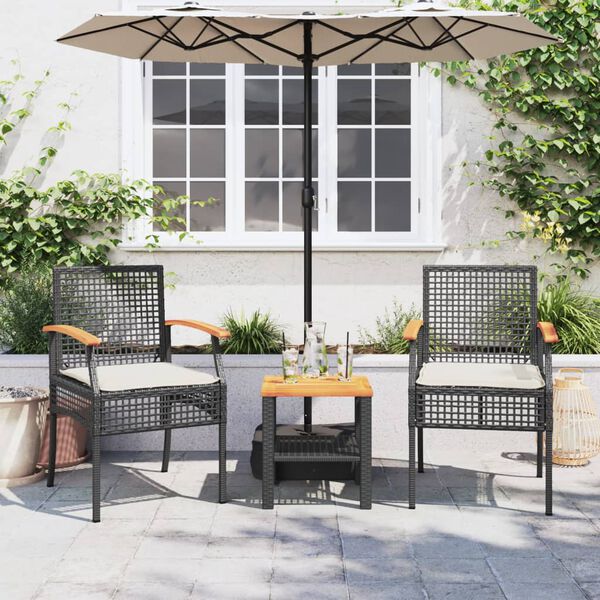 vidaXL Σετ Επίπλων Bistro 3 τεμ. Μπεζ Συνθ. Ρατάν/Ακακία με Μαξιλάρια