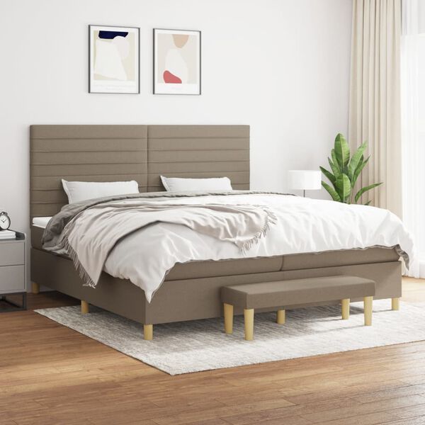 vidaXL &Kappa;&rho;&epsilon;&beta;ά&tau;&iota; Boxspring &mu;&epsilon; &Sigma;&tau;&rho;ώ&mu;&alpha; Taupe 200x200 &epsilon;&kappa;. &Upsilon;&phi;&alpha;&sigma;&mu;ά&tau;&iota;&nu;&omicron;