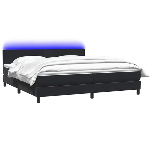 vidaXL &Kappa;&rho;&epsilon;&beta;ά&tau;&iota; Boxspring &mu;&epsilon; &Sigma;&tau;&rho;ώ&mu;&alpha; & LED &Mu;&alpha;ύ&rho;&omicron; 180x220 cm &Beta;&epsilon;&lambda;&omicron;ύ&delta;&iota;&nu;&omicron;