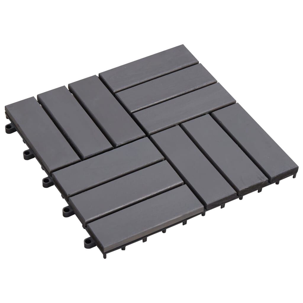 vidaXL Πλακάκια Deck 10 τεμ. Γκρι Πατίνα 30x30 εκ. Μασίφ Ξύλο Ακακίας