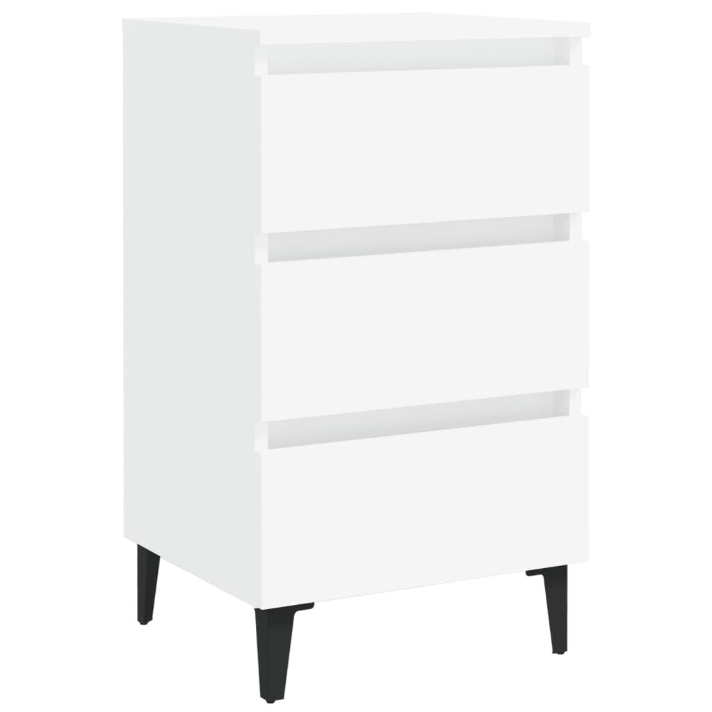 vidaXL Κομοδίνα 2 τεμ. Λευκά 40 x 35 x 69 εκ. με Μεταλλικά Πόδια