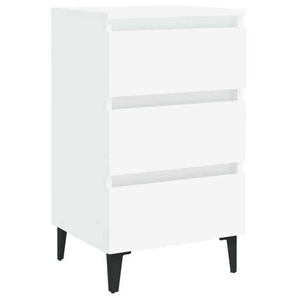 vidaXL Κομοδίνα 2 τεμ. Λευκά 40 x 35 x 69 εκ. με Μεταλλικά Πόδια