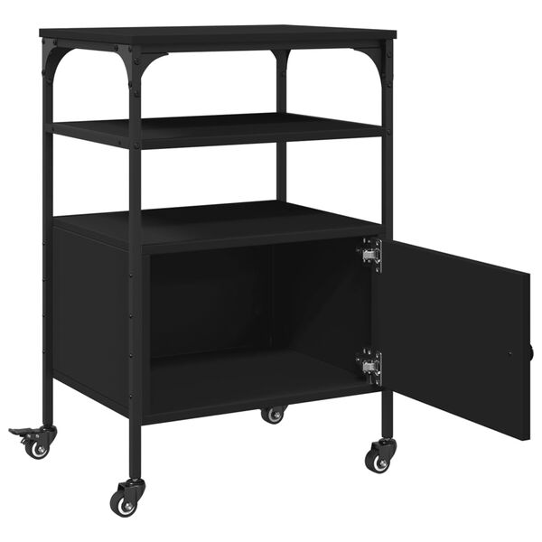 vidaXL Βάση Εκτυπωτή 3 Επιπέδων Μαύρη 50x40x76 εκ. Επεξεργασμένο Ξύλο