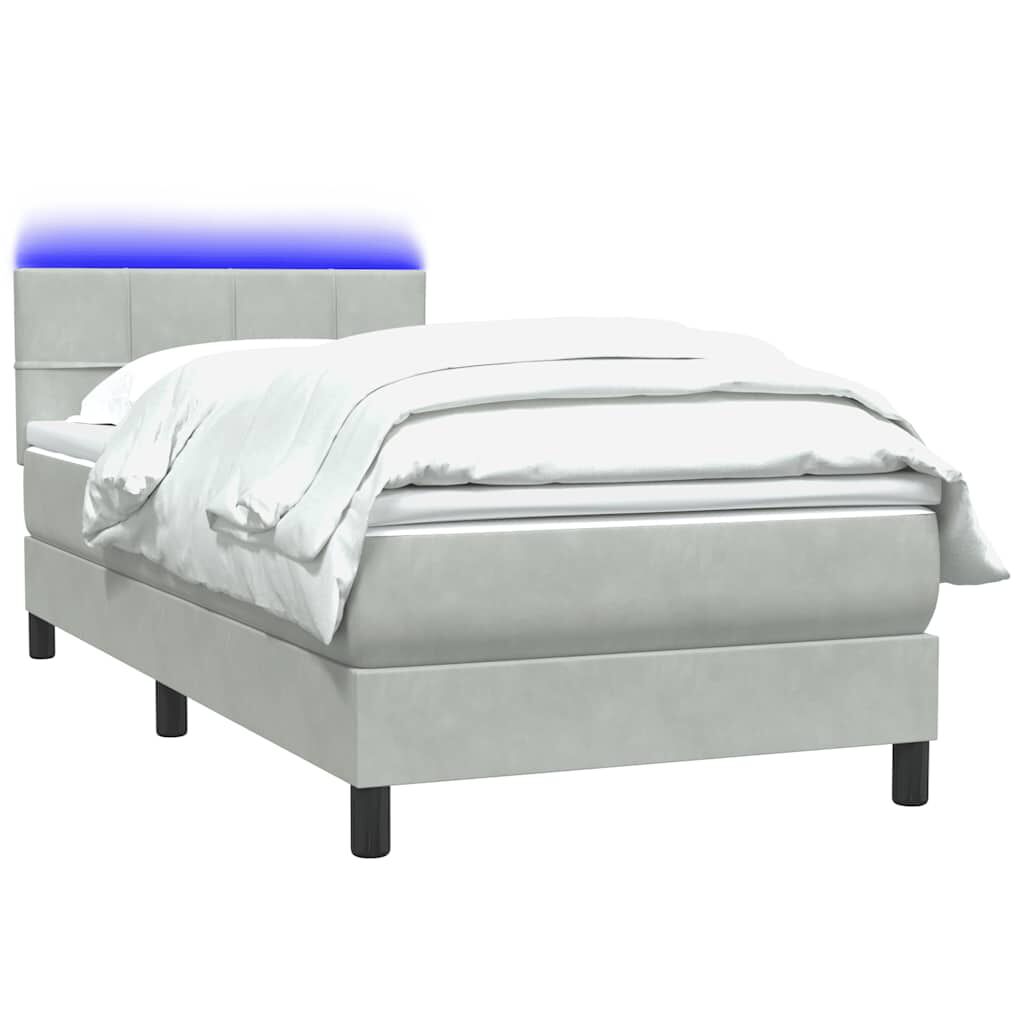 vidaXL Box Spring κρεβάτι με στρώμα ανοιχτό γκρι 80x220 cm Βελούδινο