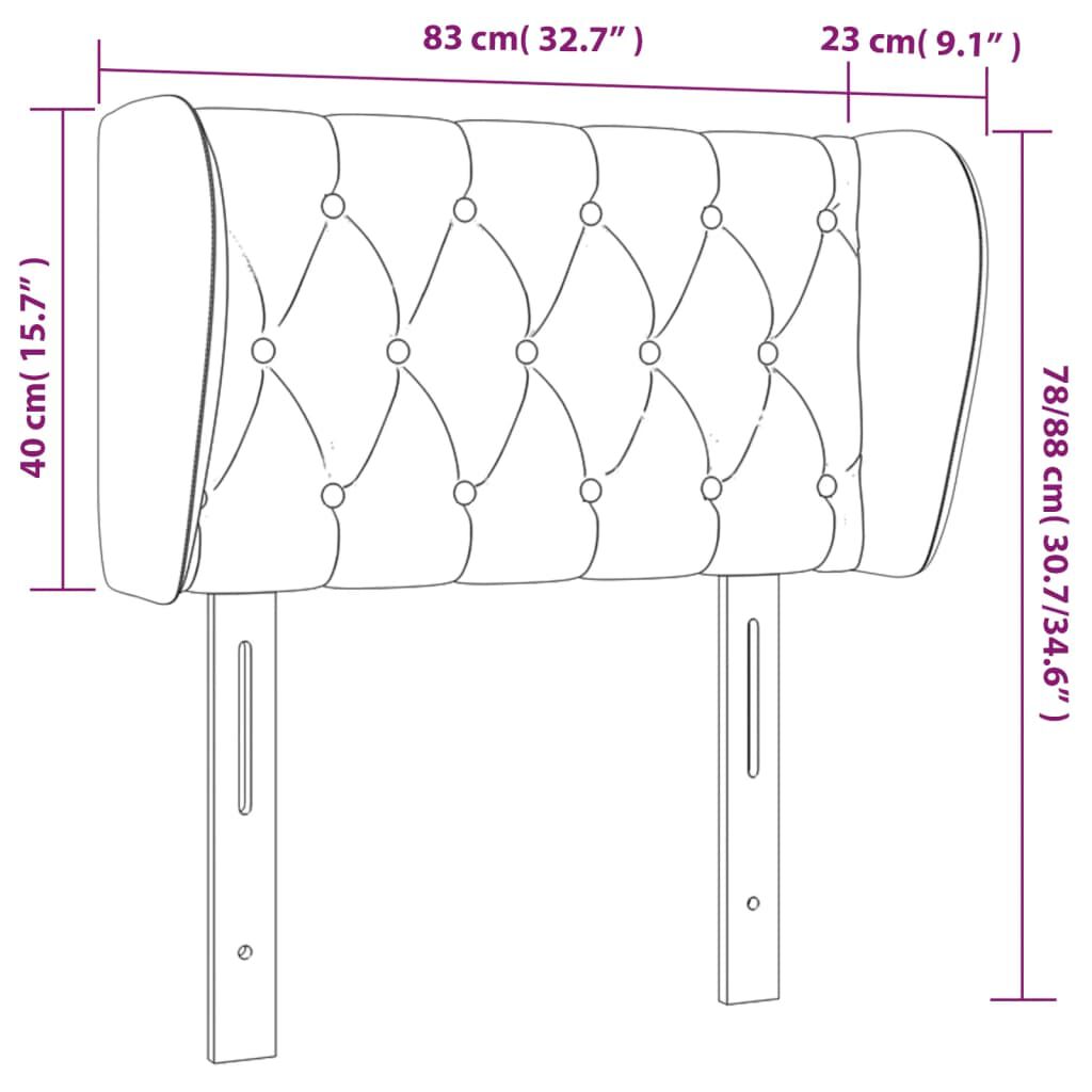 vidaXL Κεφαλάρι με Πτερύγια Σκούρο Γκρι 83x23x78/88 εκ. Βελούδινο